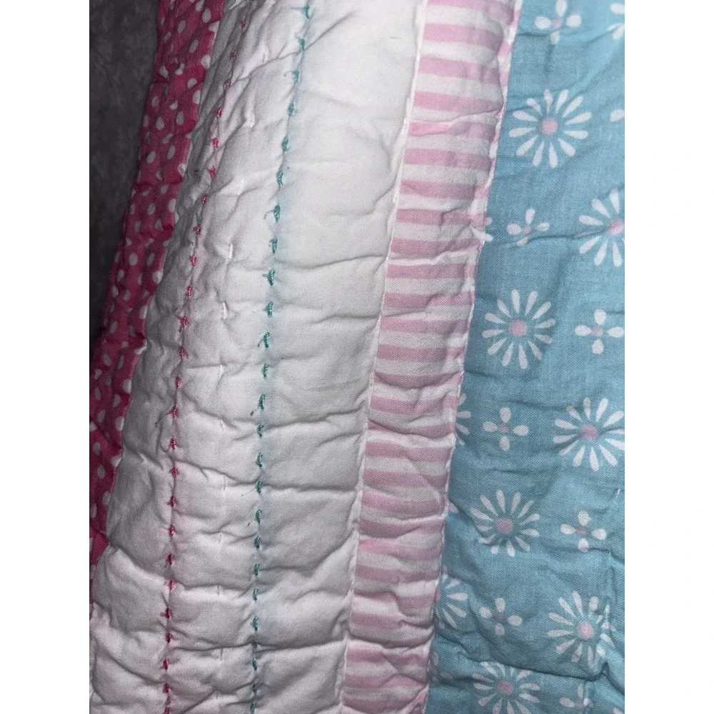 Pottery Barn Kids PBK Quilted Pillow Shams 2 Standard Floral Tie Back